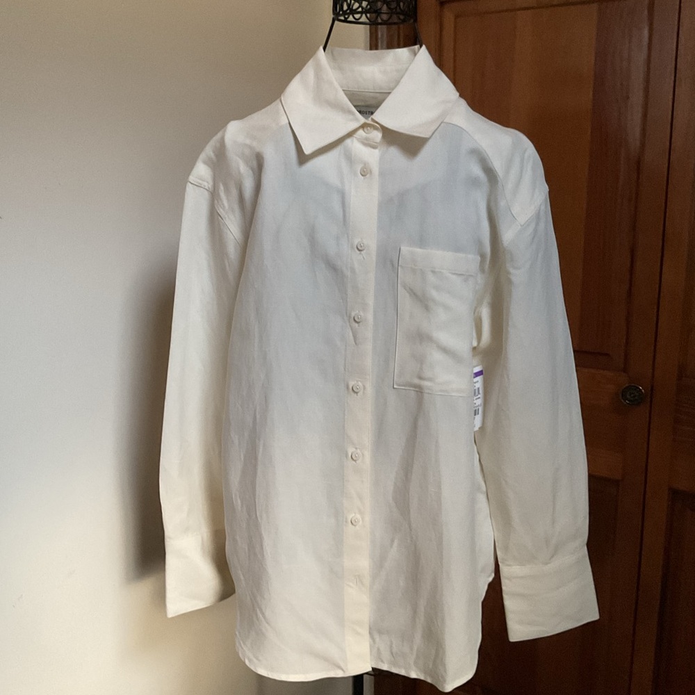 Nordstrom Viscose linen blouse, XS, rich cream color, New